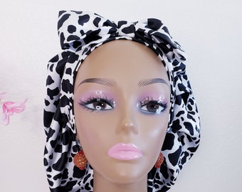 Satin Bonnet/Bonnet/Band Satin Bonnet/Satin Hair Bonnet/Reversible Cap/Wellness Beauty Cap/Adult Satin Lined Bonnet/Glow Bonnet/PrintBonnet