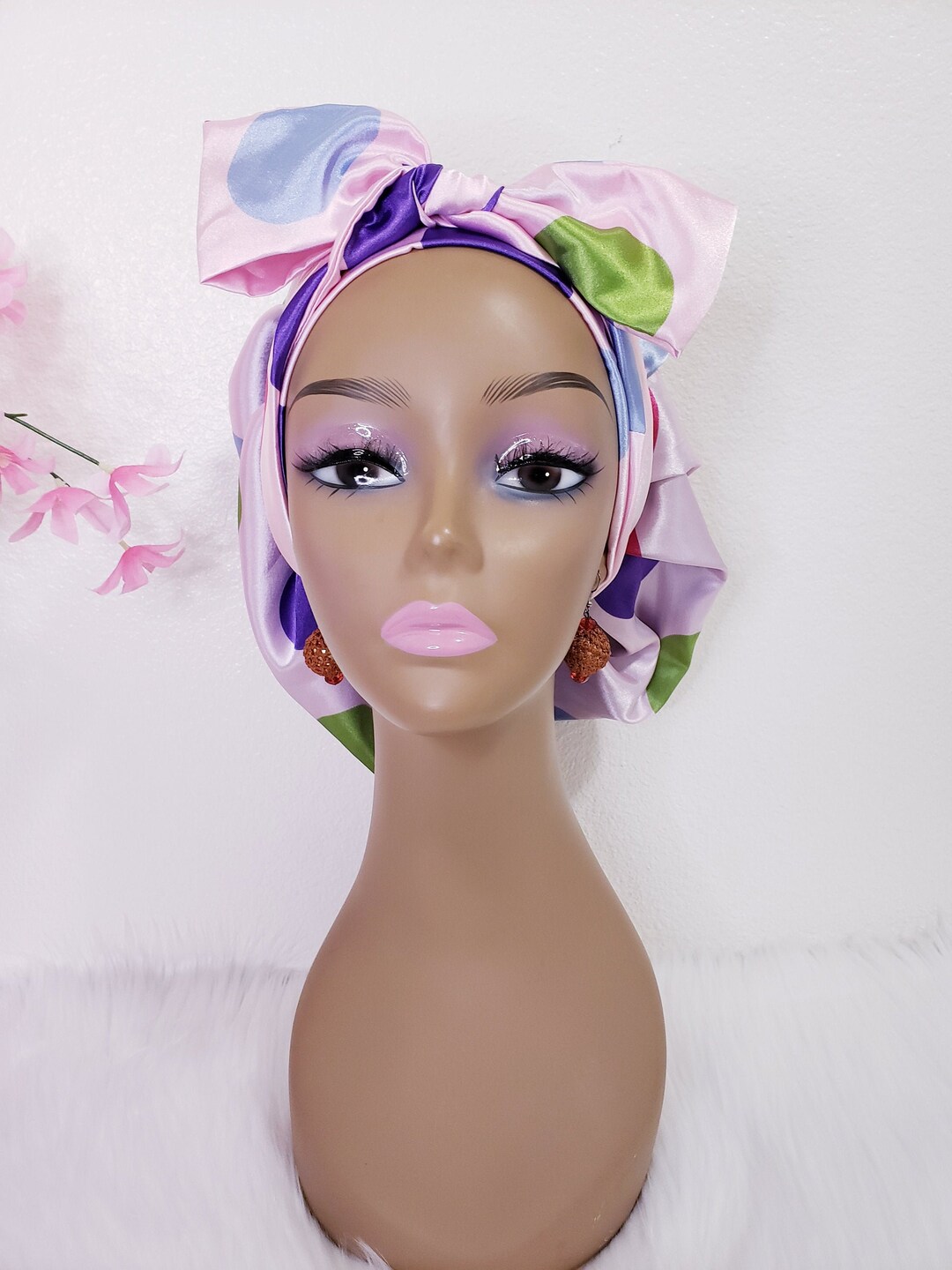 Bonnet De Nuit Doublé Satin De Soie - Grand Bonnet Pour Protéger Les Cheveux Longs