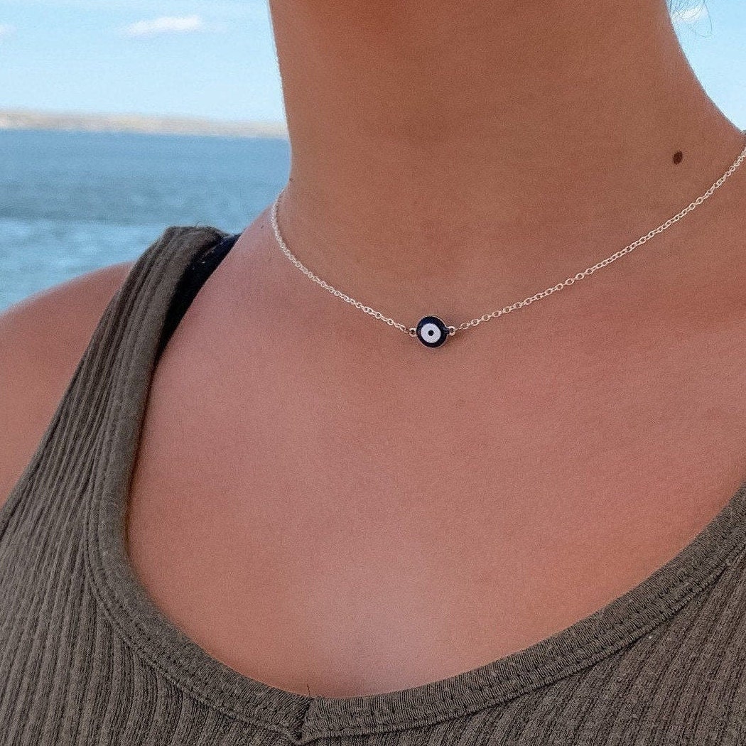 Evil eye necklace | dainty necklace | silver necklace | gift for her