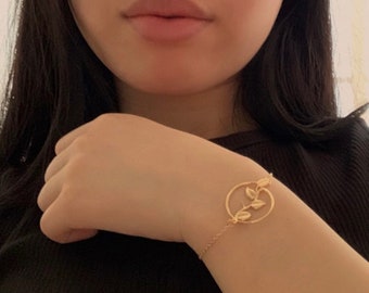 Kreisförmige "Göttlichkeit" Rebe 24 k vergoldet Armband, Geschenk für sie, Geschenk für Freundin, Valentinstag Geschenk, Geschenk für Liebhaber, Geschenkideen, Geschenke