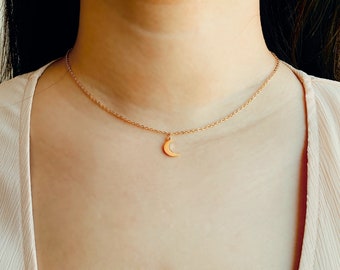 Halsband Halskette "Luna" 24 k vergoldet Halsband, Halskette, Mond Halskette, Astrologie, Geschenk-Ideen, Geschenk für sie, goldkette, trendige Halsketten