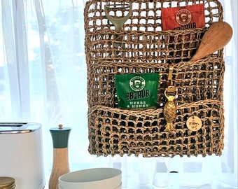 Seagrass Triple Storage Pockets - Caravan Storage - Perfect Magazines, Books, Laptop, iPad or phone Organiser - Pantry and Office Storage