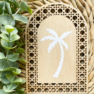 Rattan Trim Palm Tree Arch Wall Decor. Lightweight for Caravan, Kombi, Home or Office. Relaxing Palm Tree Vibes