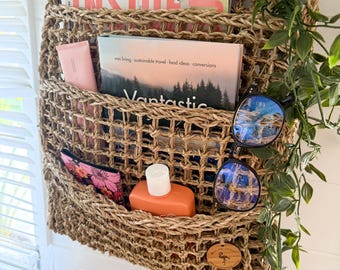 Seagrass Triple Storage Pockets - Caravan Storage - Perfect Magazines, Books, Laptop, iPad or phone Organiser - Pantry and Office Storage