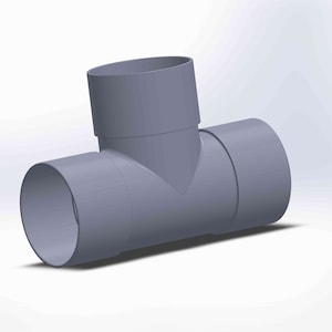 Pode incluir: Um acessório de tubo em forma de T de plástico cinzento com três aberturas.