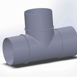 Pode incluir: Um acessório de tubo em T de plástico cinzento com três aberturas.