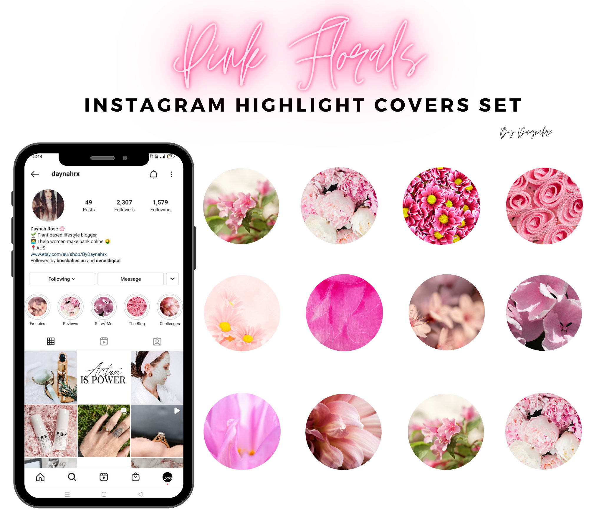 Pink Floral Instagram Highlight Covers Plant Themed Etsy