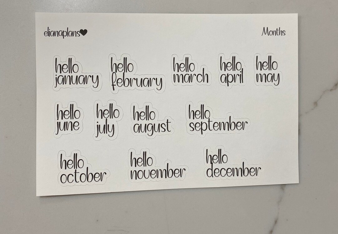 Hello Month 2 Hello Month Script Stickers - Etsy