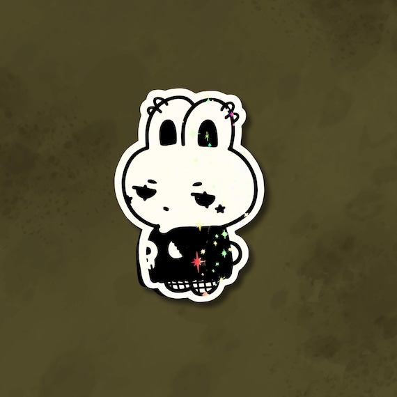 Punk kawaii bunny sticker, goth girl sticker, cute bunny sticker, kawaii emo stickers, Holographic Goth Sticker, Alt girl sticker