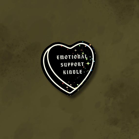 Gothic Emotional Support Kindle Sticker, kindle sticker, candy heart sticker, holographic goth sticker, goth aesthetic, Reading gifts