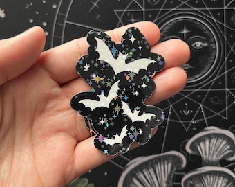 Bat vinyl sticker, goth vampire sticker, boo basket stickers, spooky stickers, holographic goth sticker, halloween sticker, fall sticker