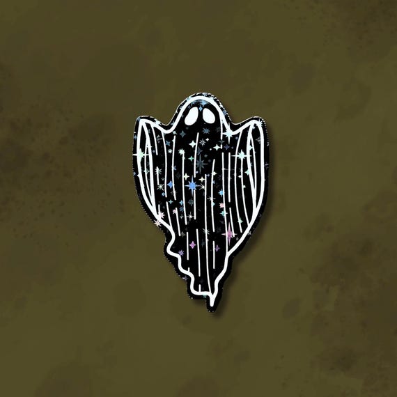Ghost sticker, goth stickers, boo basket stickers, spooky stickers, cute and creepy sticker, holographic goth sticker, halloween sticker