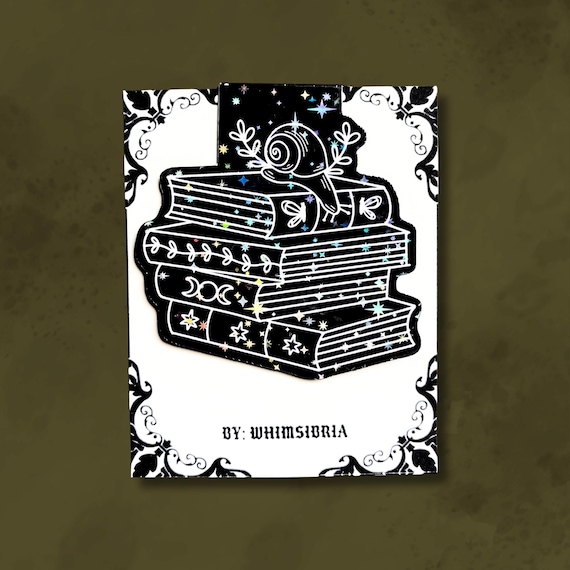 Witchy book magnetic bookmark, witchy bookmark, holographic goth bookmark, goblincore bookmark, dark cottagecore bookmark, bookish gifts