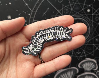 Centipede bug sticker, creepy bug sticker, goth bug sticker pack, scary bug stickers, goth holographic stickers