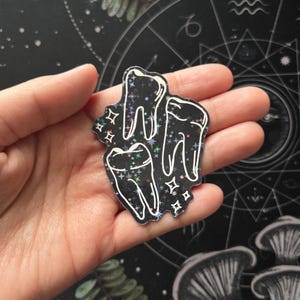 Pulled teeth sticker, oddities sticker, goth stickers, holographic goth sticker, kindle sticker, dark aesthetic stickers