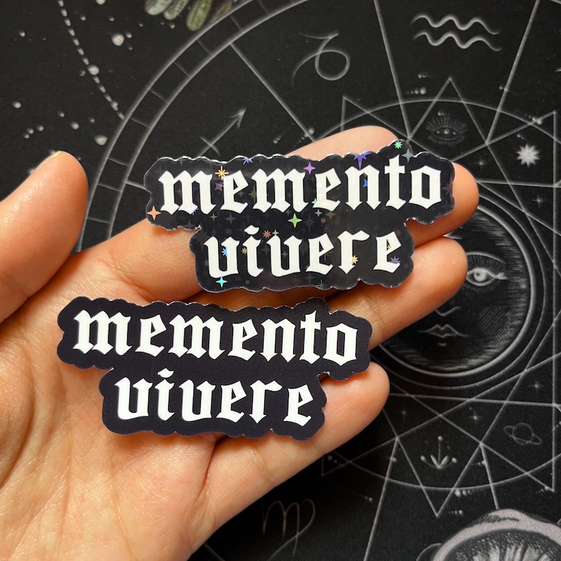 Memento Vivere Sticker, Gothic Latin Quote Sticker, Dark Academia Decal ...
