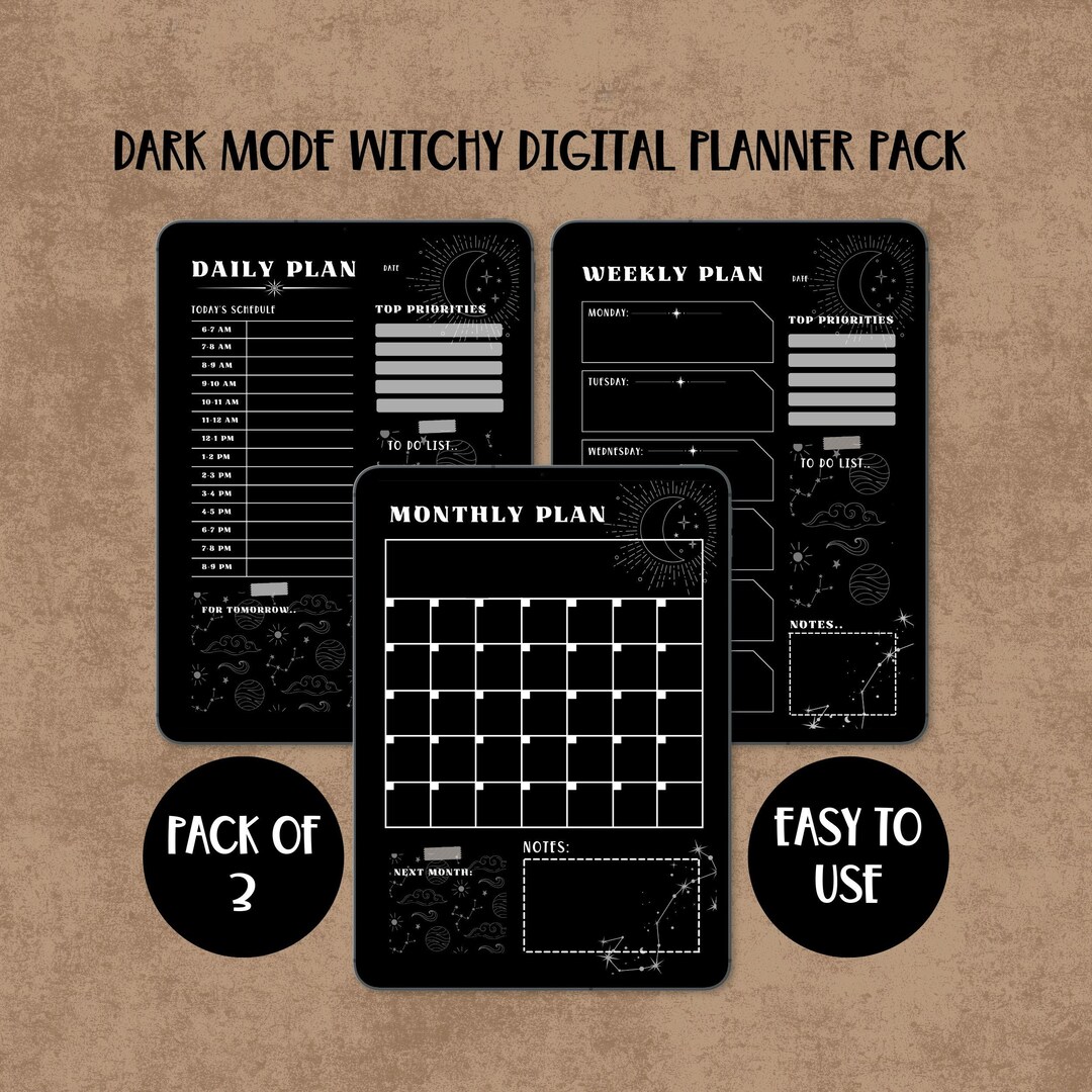 Dark Mode Celestial Witchy Mystical Digital Planner, Goodnotes Planner ...