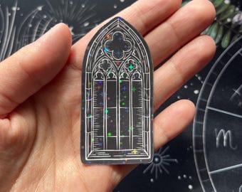 Gothic cathedral sticker, gothic window sticker, fantasy stickers, medieval sticker, goth stickers, dark aesthetic sticker, holo and matte