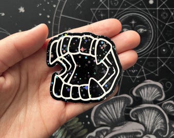 Vampire teeth sticker, goth vampire sticker, boo basket stickers, spooky stickers, holographic goth sticker, halloween sticker