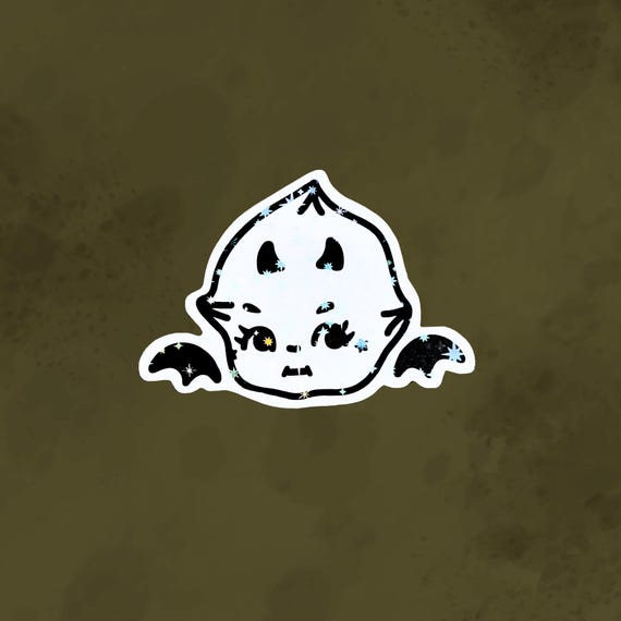Demon kewpie sticker, kewpie sticker, trinket sticker, goth stickers, kawaii emo stickers, Holographic Goth Sticker, Alt sticker