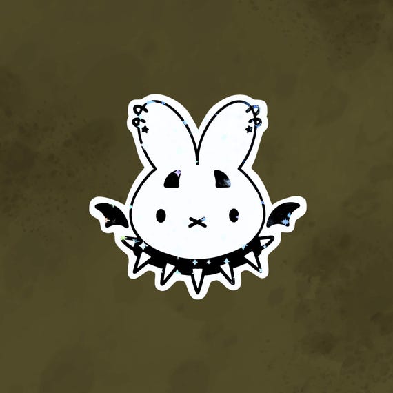 Demon miffy sticker, bunny sticker, goth stickers, kawaii emo stickers, Holographic Goth Sticker, Alt sticker