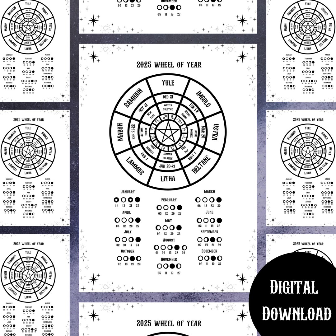 2025 Wheel of the Year & Lunar Calendar, 2025 Lunar Calendar Printable