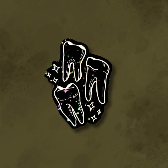 Pulled teeth sticker, goth stickers, holographic goth sticker, kindle sticker, dark aesthetic stickers