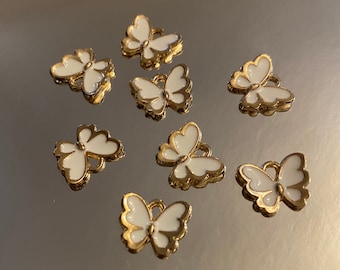 5 pcs in a Pack 24Kt Gold Plated Tiny Butterfly Red Enamelled Charms