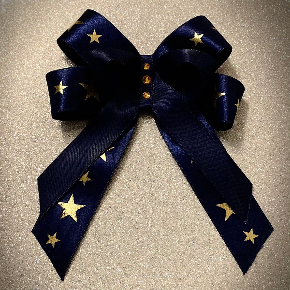 Navy & Gold Star Ribbon Bow. Etsy