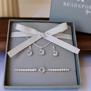 Silver BIRTHSTONE JEWELLERY SET, gifts for her, birthday gift, gift for her, june birthstone, June birthday gift, keepsake gift