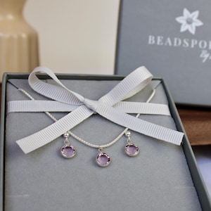 Birthstone Earring and Necklace Jewellery Set, gift for her, June birthday gift, birthstone jewellery, custom jewellery