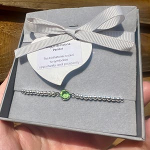 Personalised Birthstone Bracelet: August birthday gift for her, custom bracelet