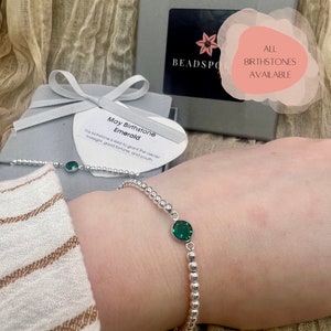 BIRTHSTONE PERSONALISED BRACELET, birthday gift for her,  personalised birthday gift, May birthday gift, May birthstone, gifts for her