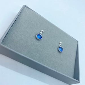 Sterling Silver Birthstone Earrings: Swarovski Crystal, birthday gift