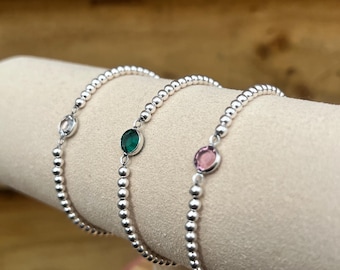 Personalised Birthstone Bracelet: June birthday gift for her, custom bracelet
