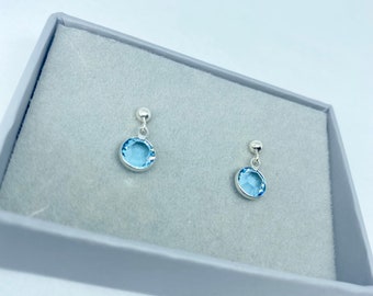 Sterling SILVER BIRTHSTONE EARRINGS, March Birthstone earrings, March birthday gift for her, March birthday gift, gifts for her, Aquamarine