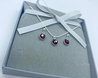 Birthstone Earring and Necklace Jewellery Set, gift for her, April birthday gift, birthstone jewellery, April birthstone gift, gifts for her