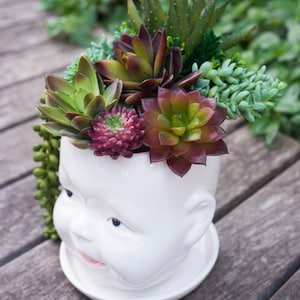 Spacious, Cute Face Planters - Top quality Baby Doll Head Planters - Ceramic Head Planter Pot, Succulent Planter - Ceramic Face Plant