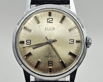 A Beautiful Vintage 1950's Elgin 17 Galaxie Selfwinding, Swiss Made Men's Watch, Running,  gift for him