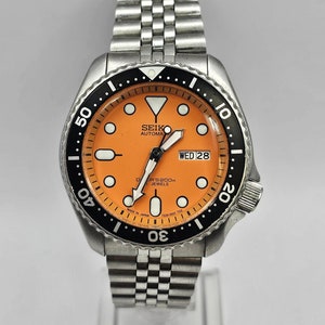 ジプタイト Seiko 7S26-0020 Scuba Diver 200m Orange Dial Vintage Men's Watch