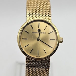A rare Ladies, Universal Geneve Watch Hand WINDING, CAL 1-42 , St.steel Gold Tone mesh bracelet, collector Running, Gift for her