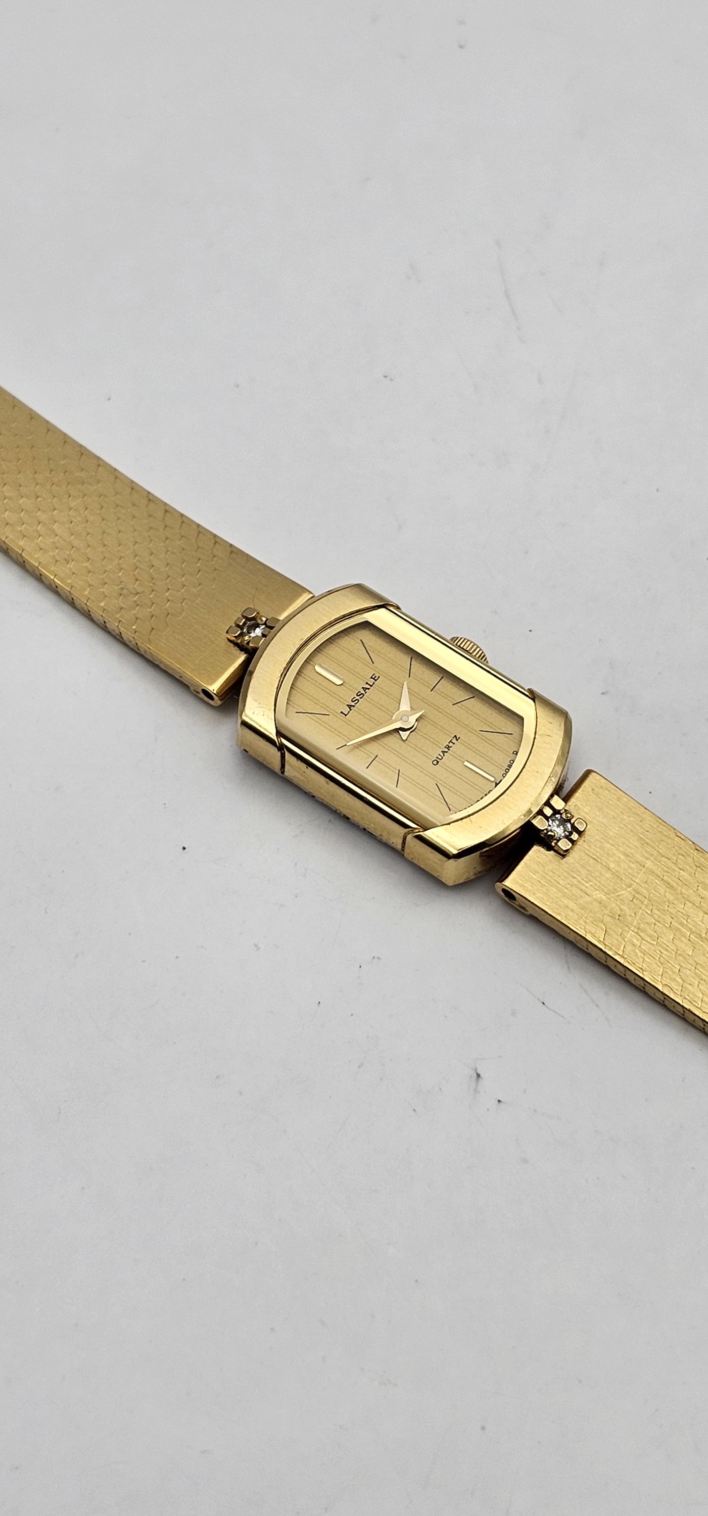 Beautiful Vintage Seiko Lassale Tank Two Diamonds Quartz 