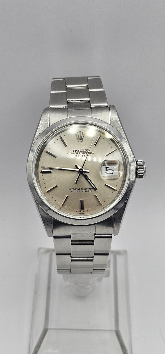 Rolex Oyster Perpetual Date 34mm Platinum Dial White Gold Hour Markers Sapphire Crystal Recently Serviced Etsy