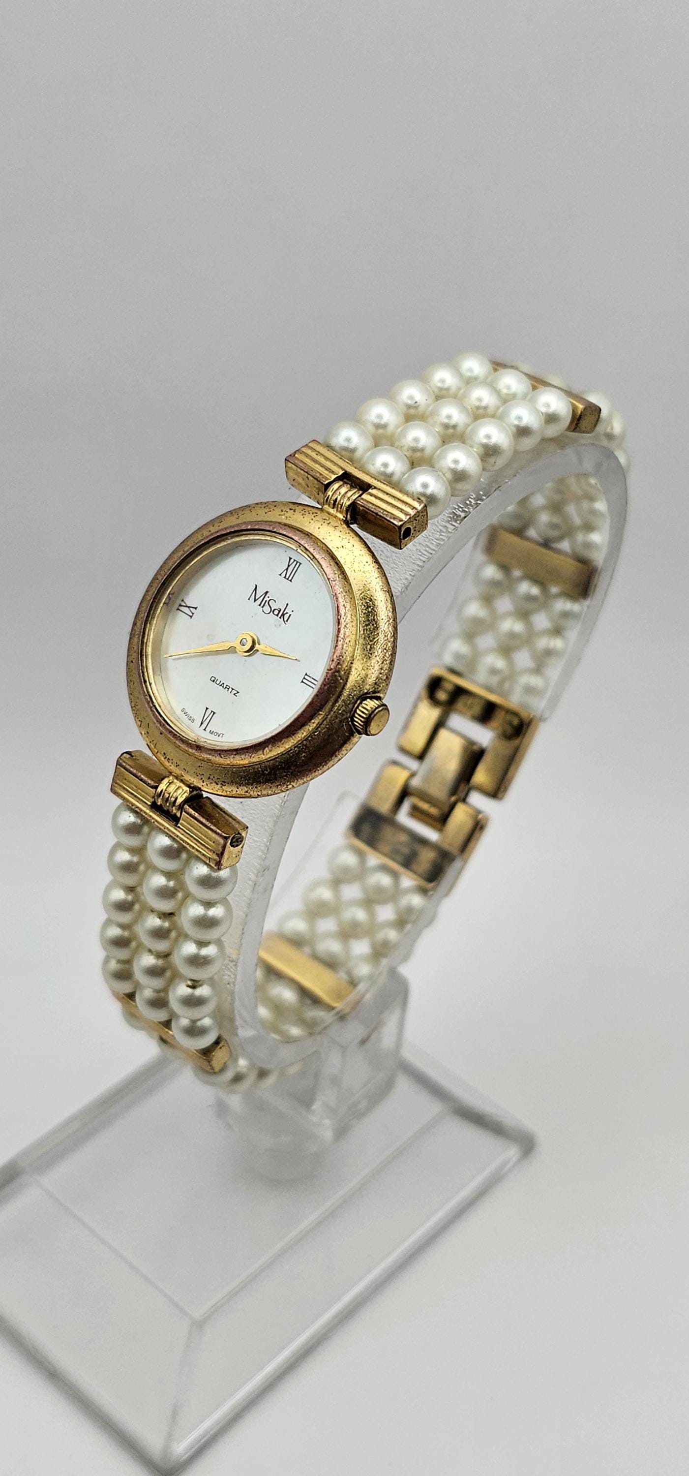 Beautiful Vintage Misaki Gold Tone, Women Watch, Handmade Pearls Bracelet, Mother of Pearl Dial, Quartz SWISS, New Battery, Gift for Her. - Etsy Beautiful Vintage Misaki Gold Tone, Women Watch, Handmade Pearls Bracelet, Mother of Pearl Dial, Quartz SWISS, New Battery, Gift for Her. - Etsy