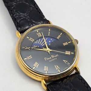 Unique Watch Vintage PIERRE NICOL Moon Phase With Black Dial ...