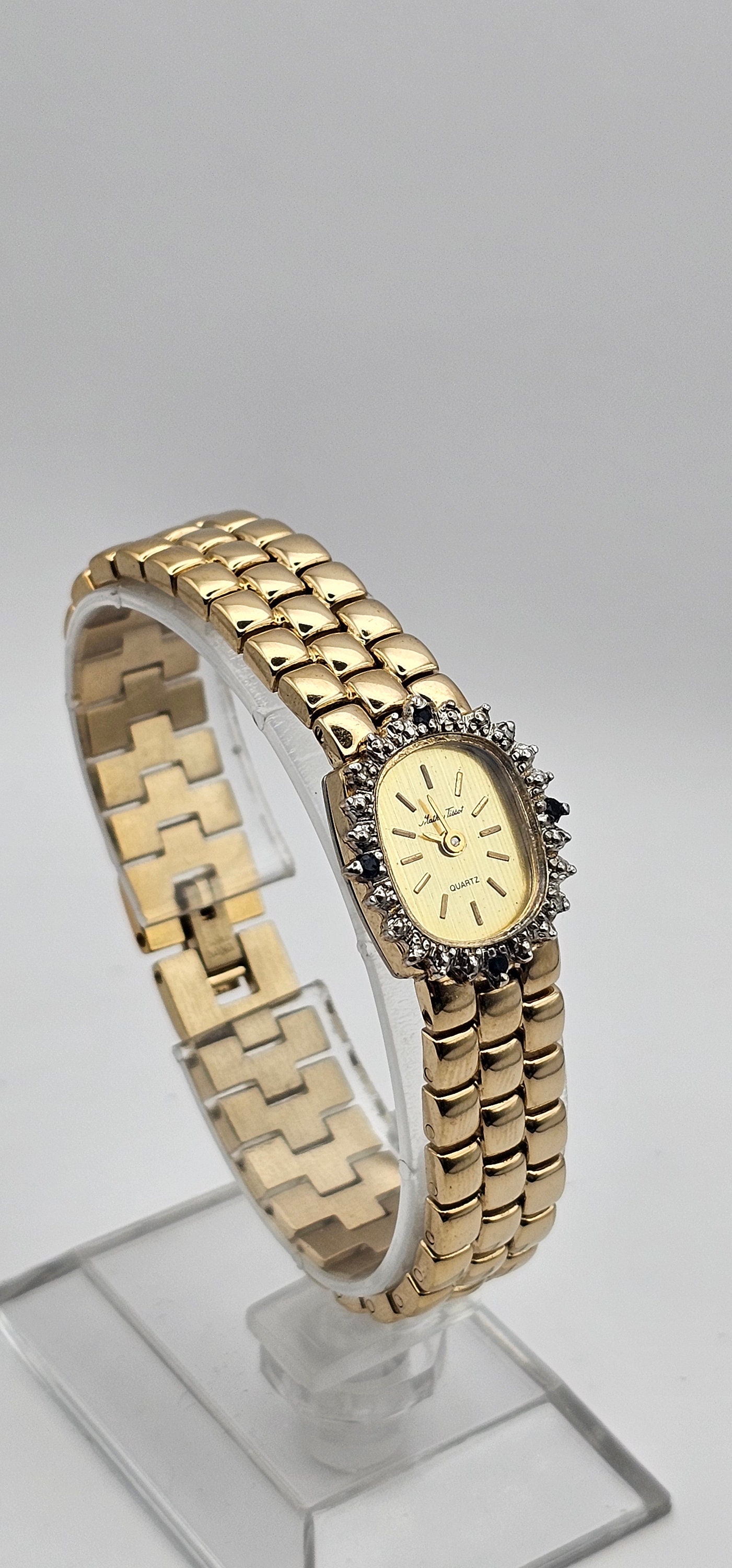 Beautiful Mathey Tissot Ladies Watch Diamond Bezel Gold Tone 