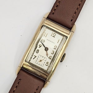 Rare vintage Monarch tank watch with subseconds dial manual wind swiss made