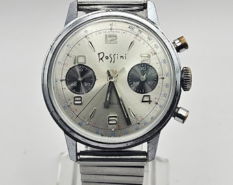 Rare and beautiful Vintage Chronograph Rossini by Aureole Watch co. , Manual wind Valjoux 7733 movement, Working