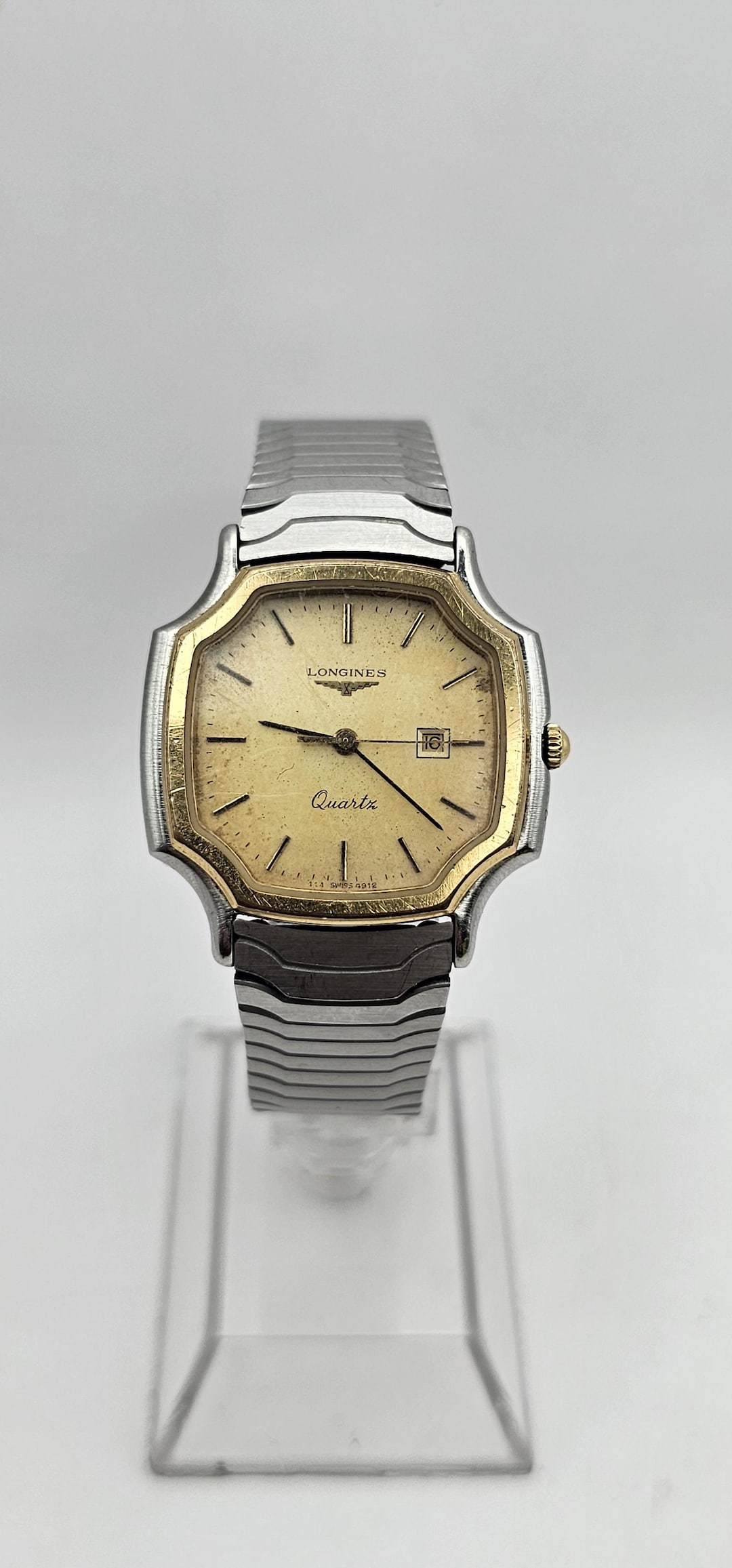 Vintage Unisex Longines Quartz 90s Eyecatching Date Watch, Swiss