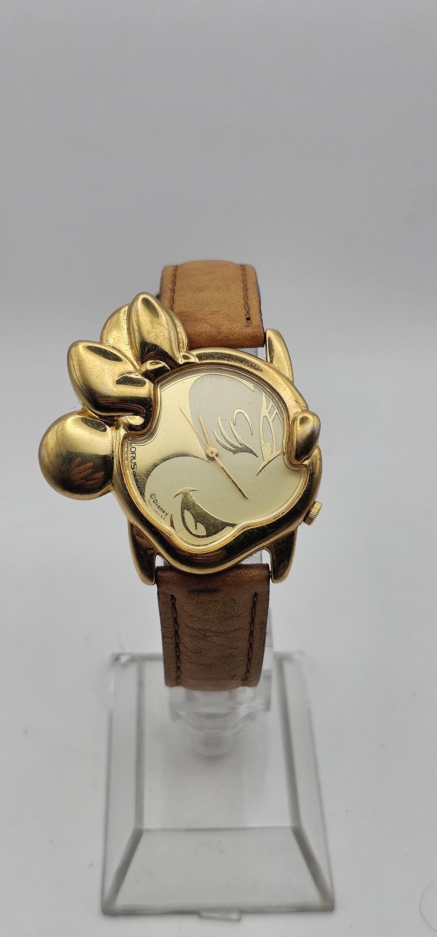 Disney X Lorus Mickey Mouse Vintage Watch, Brown Leather Band Vintage Lorus Mickey Mouse Watch - Etsy main image 4